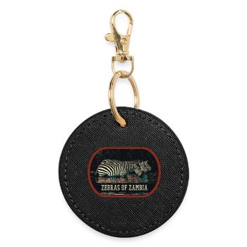 Zambian zebras in the middle of the African savannah - Round Keyring - black - Front