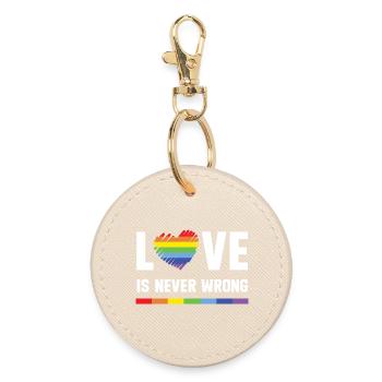 LGBT Pride Month - Love is Never Wrong - Round Keyring - oyster - Front