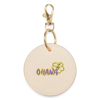 Ohana Fleurs d’hibiscus Logo violet fluo - Porte-clés rond - huître - Devant