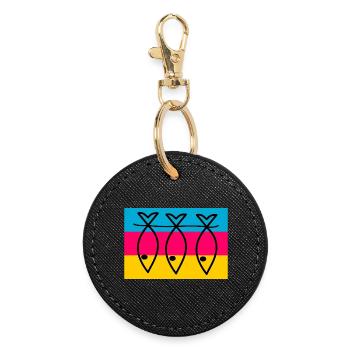 FISH. SARDINE. APRIL FOOLS. SEA. OCEAN - Round Keyring - black - Front