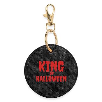 King of Halloween Spooky Font Design - Round Keyring - black - Front
