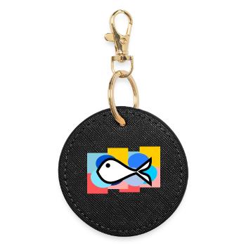 APRIL FOOL. FISH. SARDINE. ANNIVERSARY - Round Keyring - black - Front