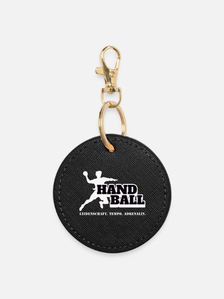 Handball Kraft und Tempo - Runder Schlüsselanhänger - Schwarz