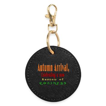 T-shirt à motif de feuilles d’automne vives - Porte-clés rond - noir - Devant