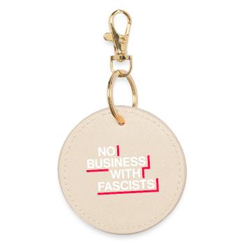 NO BUSINESS WITH FASCISTS - Round Keyring - oyster - Front