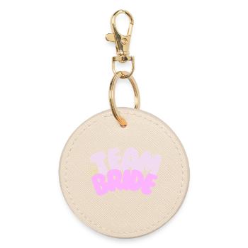 Team Bride Shirt | Bachelor Party Crown Pink Bridesmaids - Round Keyring - oyster - Front