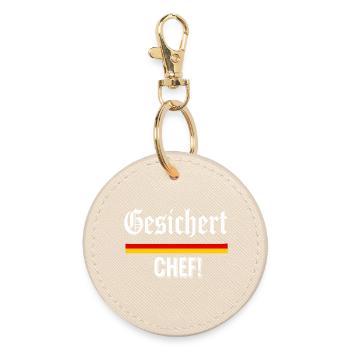 Gesichert Chef!  - Round Keyring - oyster - Front