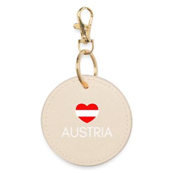 Heart with Austrian flag, I love Austria - Round Keyring - oyster - Front