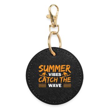 Summer catch the wave - Runder Schlüsselanhänger - Schwarz - Vorne