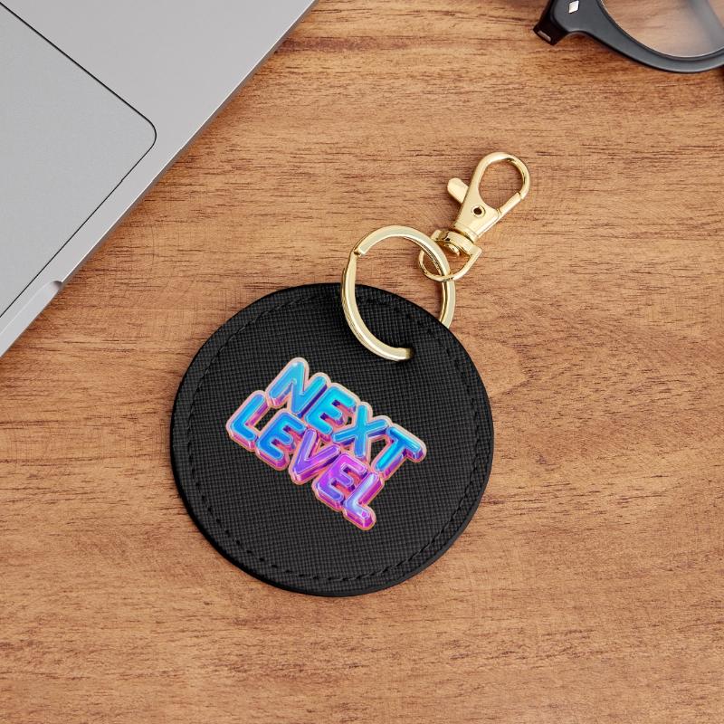 Next Level 3D Text — Bold Gradient Design Round Keyring