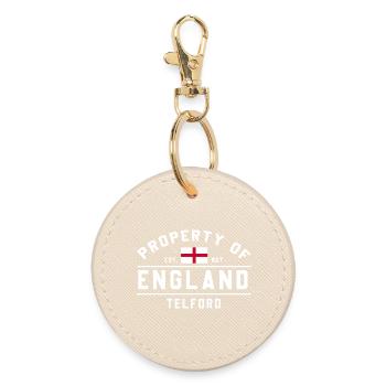 England Flag Graphic Logo - Round Keyring - oyster - Front