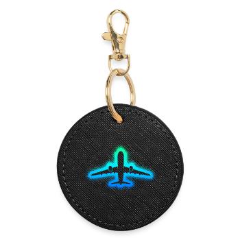 Airplane Aviator Kids Boys Men Pilot - Round Keyring - black - Front