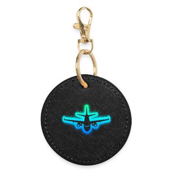 Airplane Aviator Kids Men Pilot Boys - Round Keyring - black - Front
