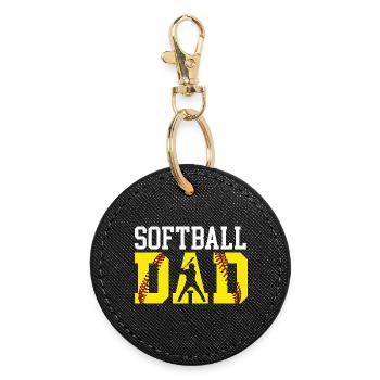 Softball-Vater lauter stolzer unterstützender Spieltags-Ausrüstung - Runder Schlüsselanhänger - Schwarz - Vorne