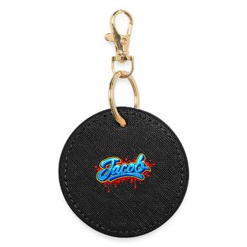GRAFFITI NAME JACOB FOR PERFECT GIFT PRINTABLE - Round Keyring - black - Front