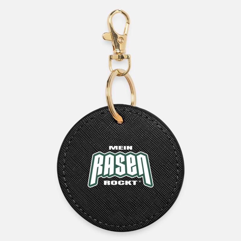 My lawn rocks - Round Keyring - black