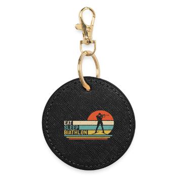 Eat Sleep Biathlon - Round Keyring - black - Front