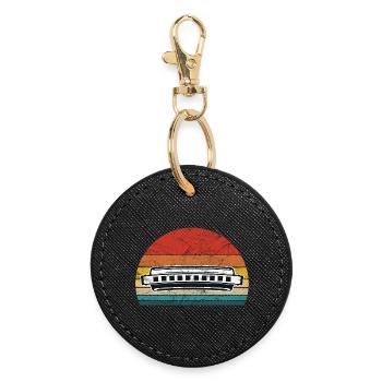 Harmonica Retro Vintage - Round Keyring - black - Front