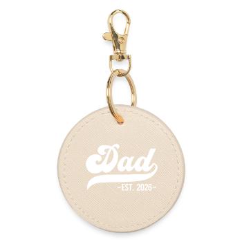 Dad EST. 2026 – Perfect for New Dads - Round Keyring - oyster - Front