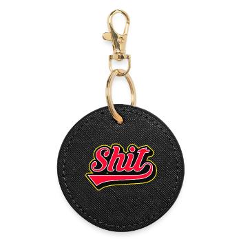 Shit Word Script Logo - Runder Schlüsselanhänger - Schwarz - Vorne
