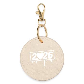 2026 year Heart - Round Keyring - oyster - Front