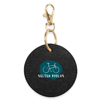 Rarement sans roues – Drôle de jeu de mots sur le vélo de route - Porte-clés rond - noir - Devant
