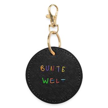 Bunte Welt Buchstabenkunst - Runder Schlüsselanhänger - Schwarz - Vorne