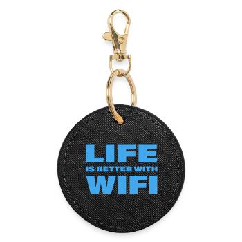 LIFE IS BETTER WITH WIFI - Runder Schlüsselanhänger - Schwarz - Vorne