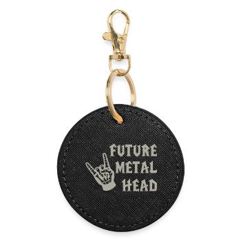 Future Metal Head Child Metal Music - Round Keyring - black - Front