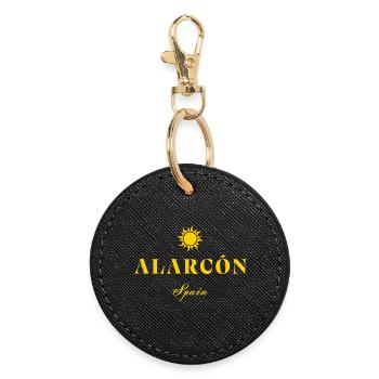 Alarcón Spanien Sonnenwrest-Logo - Runder Schlüsselanhänger - Schwarz - Vorne