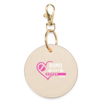 Mom 2027 loading heart baby feet pink pink girl - Round Keyring - oyster - Front