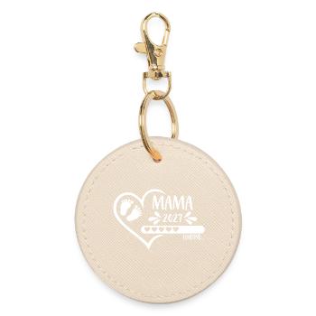 Mom 2027 loading Heart Girl Boy Baby Feet - Round Keyring - oyster - Front