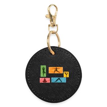 Grunge Yoga Silhouettes Color Block - Round Keyring - black - Front
