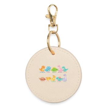 Colorful dinosaur troupe Cute dinosaurs - Round Keyring - oyster - Front