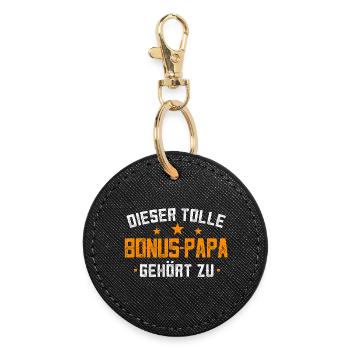 Dieser tolle Papa gehört zu Geschenk für Vatertag - Runder Schlüsselanhänger - Schwarz - Vorne