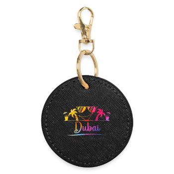 Dubai Palm Trees Summer Sunglasses Design - Round Keyring - black - Front