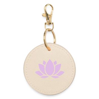 Lotusblume Lotusblüte violett Blume Blüte Yoga - Runder Schlüsselanhänger - Auster - Vorne