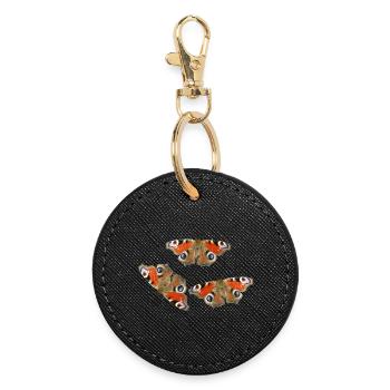 Papillons œil de paon en amour Œil de paon - Porte-clés rond - noir - Devant