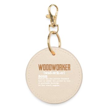 Rustic Woodworker Typo Design - Round Keyring - oyster - Front