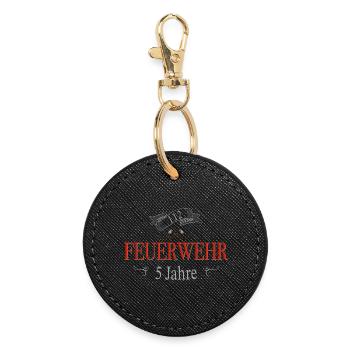 Feuerwehr Jubiläum 5 Jahre - Runder Schlüsselanhänger - Schwarz - Vorne