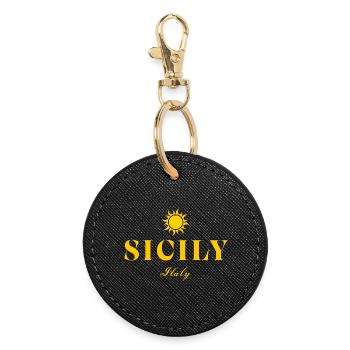 Sizilien Italien Sonne - Runder Schlüsselanhänger - Schwarz - Vorne