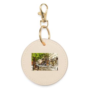 Style aquarelle Croquis de la rue ensoleillée de Bruxelles - Porte-clés rond - huître - Devant