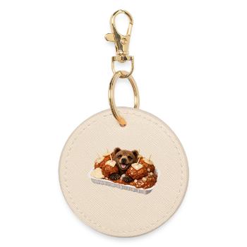 Bear bite with bear - Round Keyring - oyster - Front