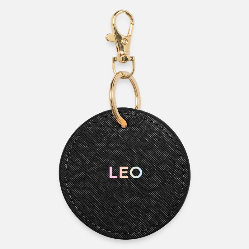 Pastel Leo Gradient Zodiac - Round Keyring - black