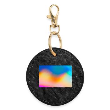 Color Waves Gradient Backdrop - Round Keyring - black - Front