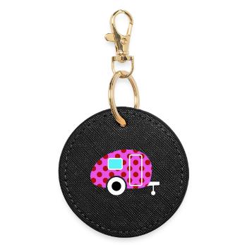 Caravan Van Life Retro Caravan Camper Dots Point - Porte-clés rond - noir - Devant