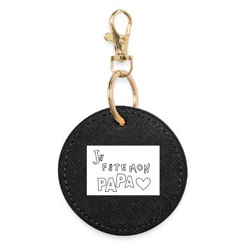 Fête Papa Dessin Ludique - Porte-clés rond - noir - Devant