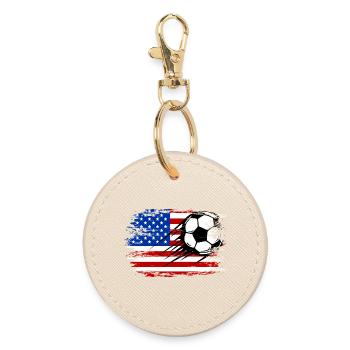Football drapeau américain utilisé - Porte-clés rond - huître - Devant