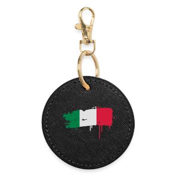 gepinselte drapeau de l'Italie avec un coup de - Porte-clés rond - noir - Devant