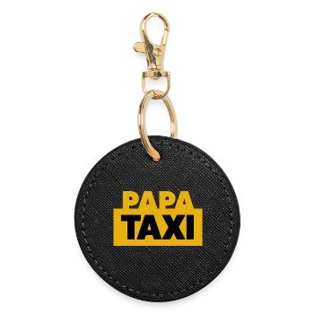 Papa Taxi - Runder Schlüsselanhänger - Schwarz - Vorne